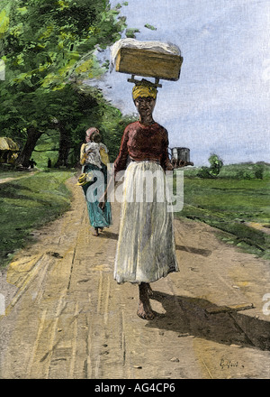 Jamaika Frau auf dem Weg von den 1890er Jahren. Handcolorierte halftone einer Abbildung Stockfoto