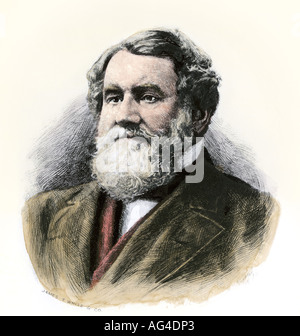 Cyrus Hall McCormick Erfinder der Ernten. Hand - farbige Holzschnitt Stockfoto