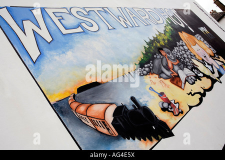 UK Devon Westward Ho Straßenkunst Wandbild an Wand gemalt Stockfoto