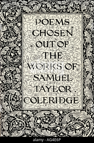 Seitendekoration von der Kelmscott Press, Coleridge, entworfen von William Morris, 1834 - 1896. Englischer Künstler und Schriftsteller. Stockfoto