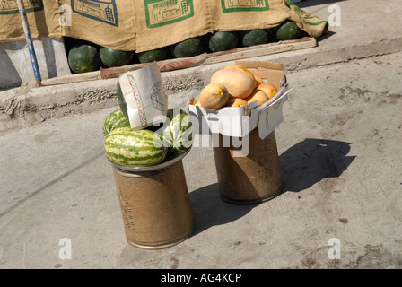 Ein strassenrand Wassermelone Stall in der Stadt Irbid, Jordanien Stockfoto