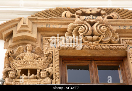 Detail am Palacio de Los Condes de Valdeparaiso, Almagro, Ciudad Real, Kastilien-La Mancha, Spanien Stockfoto