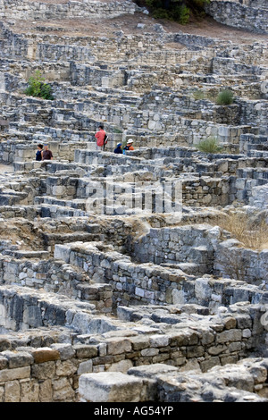 Antike Kamiros, zerstörten Häuser und Tempel aus der hellenistischen Zeit auf der griechischen Insel Rhodos Stockfoto