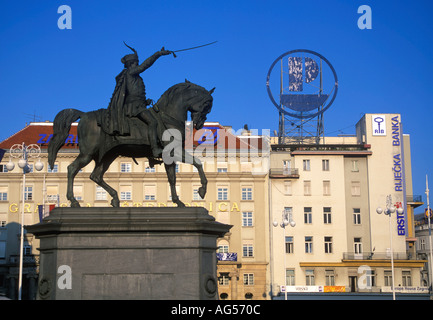 Kroatien Zagreb Trg Josip Jelacica Jelacic Statue Stockfoto