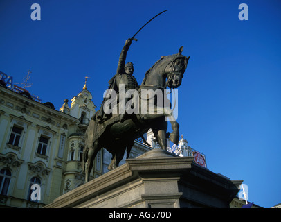 Kroatien Zagreb Trg Josip Jelacica Jelacic Statue Stockfoto