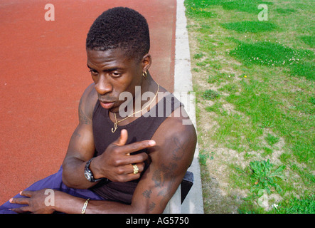 Foto copyright Pete Millson 2003 Tel 44 0 776 807 7353 kann 1999 Sportler Dwain Chambers in London Stockfoto