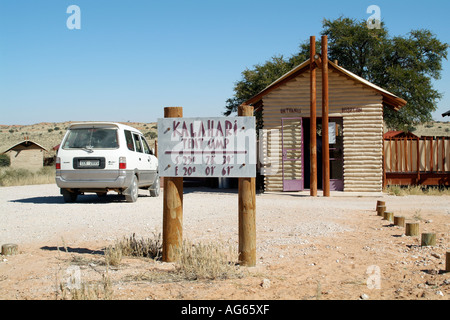 Kalahari tented Camp in den Kgalagadi Transfrontier National Park in Südafrika RSA. Empfangsgebäude Stockfoto