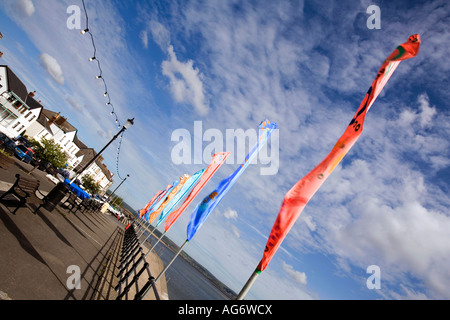 UK Devon Appledore bunten Fahnen auf dem Kai Stockfoto