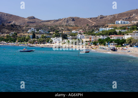 Stegna Strand ein ehemaliges Fischerdorf an der mediterranen Küste von Rhodos Stockfoto