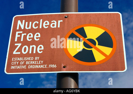 Berkeley California Nuclear Free Zone Zeichen Stockfoto