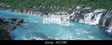 Hraunfossar einen Wasserfall in Island Stockfoto