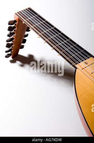 Detail von einem 7-Gänge-Renaissance-Laute aus dem Jahr 2005 von Gitarrenbauer Steven Gottlieb, London. Stockfoto