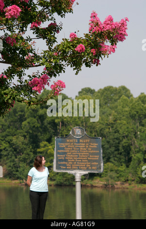 Alabama Marengo County, Demopolis, Tombigbee River Wasser Erwachsene Erwachsene Frau Frauen weibliche Dame, historische Markierung, Crepe Myrte, Besucher reisen tou Stockfoto