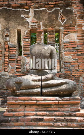 Kopflose Buddha, Wat Mahathat Geschichtspark Ayutthaya Stockfoto