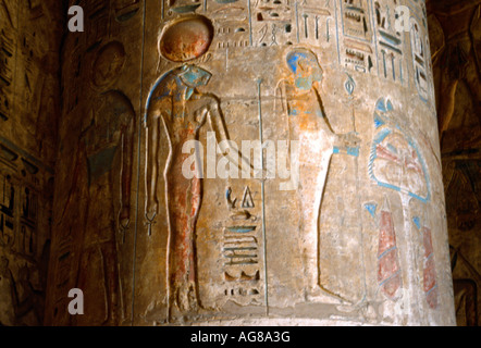 Luxor Ägypten Madinet Habu Totentempel des Ramses III Sekhmet Auge des Ra Stockfoto