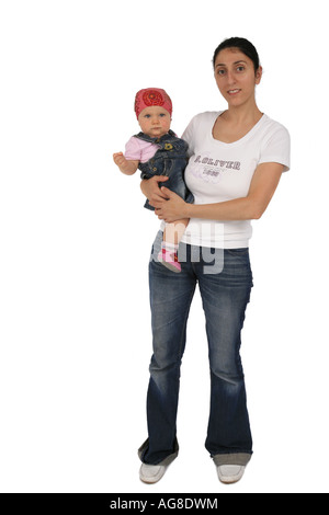 Mutter mit Baby auf dem Arm Stockfoto