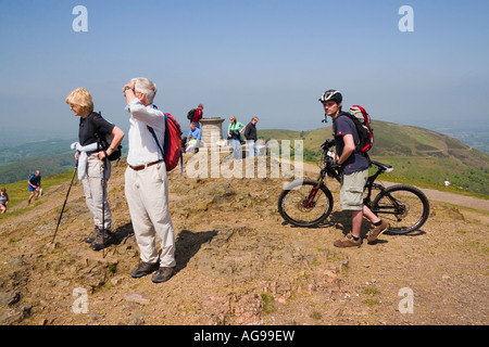 Auf dem Gipfel des Worcestershire Beacon, Malvern Hills, Worcestershire, England Stockfoto