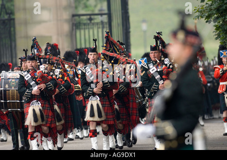 Royal Regiment of Scotland Pipes und Drums Band. Stockfoto