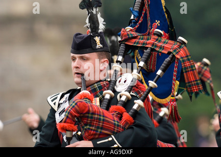 Royal Regiment of Scotland Pipes und Drums Band. Stockfoto