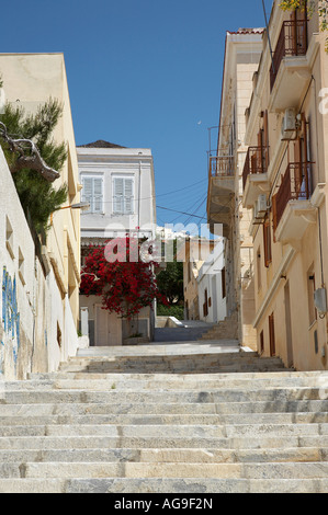 Ermoupoli der traditionellen engen Gassen Stockfoto