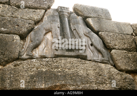 Das Löwentor in Mykene, Griechenland Nahaufnahme detail Stockfoto