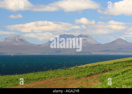 Paps of Jura Blick über Sound of Jura Knapdale Küste von Schottland Beinn An Oir höchsten Pap Stockfoto