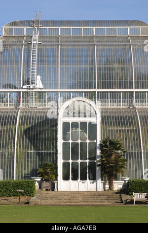 Kew Royal Botanic Gardens der Viktorianischen baute große Palme Haus Eingang London England Großbritannien Stockfoto