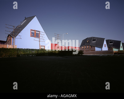 Straße mit modernen, neu gebauten Häuser, Almere, Niederlande Stockfoto