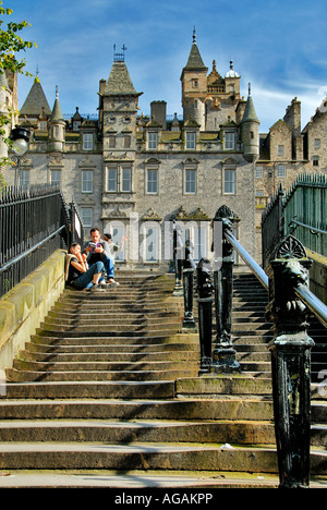 Edinburgh-Treppe zum Royal Mile-Schottland-Großbritannien Stockfoto