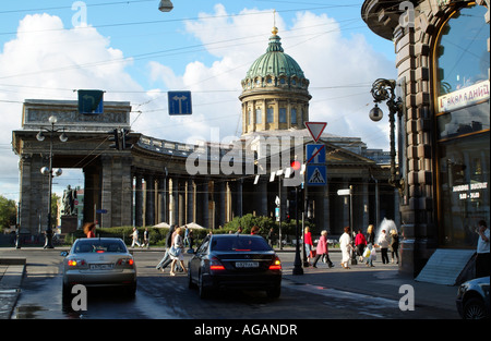 Kathedrale unserer Dame von Kazan am Newski-Prospekt in St. Petersburg Russland Stockfoto