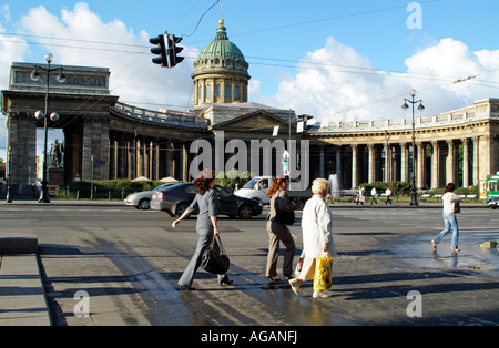 Kathedrale unserer Dame von Kazan am Newski-Prospekt in St. Petersburg Russland Stockfoto
