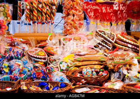 Sweet Stall im polnischen Krakau Krakau Weihnachten Weihnachtsmarkt Stockfoto