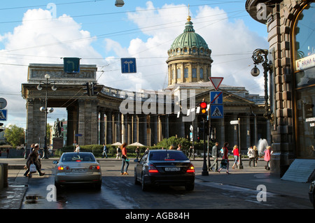 Kathedrale unserer Dame von Kazan am Newski-Prospekt in St. Petersburg Russland Stockfoto
