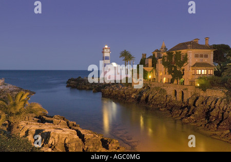 Küste von Lissabon, Cascais, den Leuchtturm von Santa Marta Stockfoto