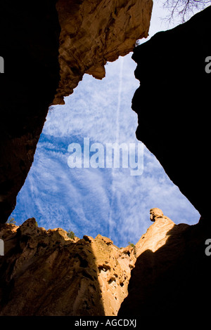 Indischen Geburtsstadt Ruinen am Bandelier National Monument Stockfoto