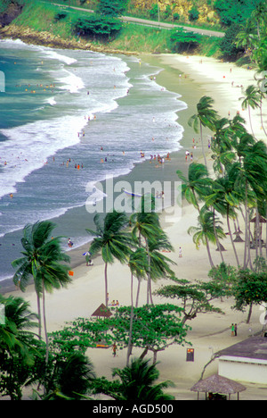 Erhöhten Blick auf die Maracas Bay in Trinidad Stockfoto