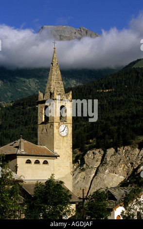 Bramans Massif du Mt Mont Cenis Alpen Kirche Stockfoto