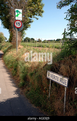 Zeichen für eine Green Lane in Jersey, Kanalinseln Stockfoto