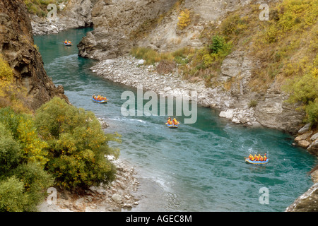 Rafting auf dem Shotover River in der Nähe von Queenstown Otago Südinsel Neuseeland Stockfoto