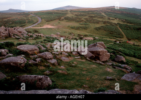 Blick auf Dartmoor von oben Bonehill Felsen Stockfoto