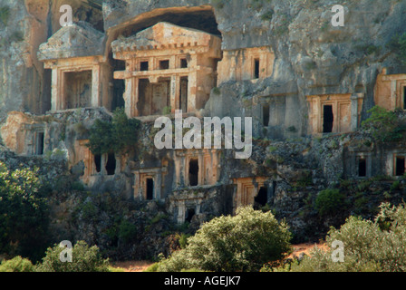 Der Fels geschnitten Königsgräber in Pinara, in der Nähe von Fethiye, Türkei Stockfoto