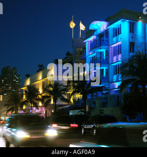 Art-Deco-Hotels am Ocean Drive in Miami Beach, Florida - USA Stockfoto