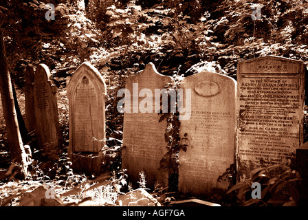 Grabsteine in Tower Hamlets Cemetery Park London Stockfoto