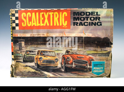 Deckel aus einem 60er Jahre Scalextric Modell Motorsport-Set Stockfoto