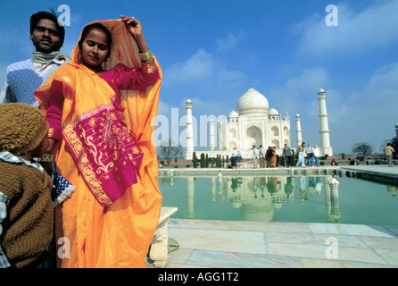 indische Familie im Taj Mahal, Agra, Indien Stockfoto