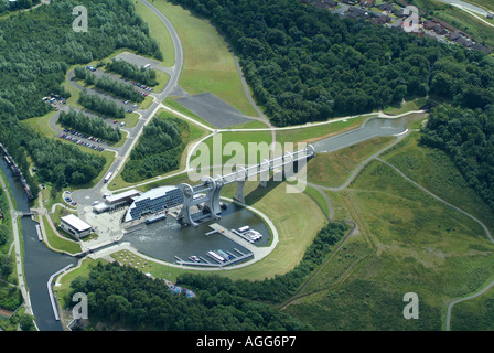 Falkirk Wheel, Zentralschottland, Luftaufnahme, Sommer 2006 Stockfoto