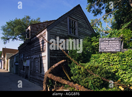 Florida St. Augustine St. George Street ältesten hölzernen Schulhaus in USA Stockfoto