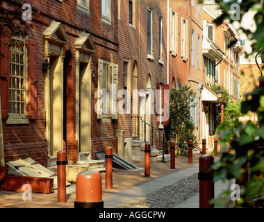 Elfreth Gasse, älteste durchgehend besetzt Wohnstraße In Usa, 1713, historische Häuser, Philadelphia, Pennsylvania, Usa, Stockfoto