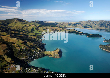 Charteris Bay Lyttelton Harbour Canterbury Südinsel Neuseeland Antenne Stockfoto