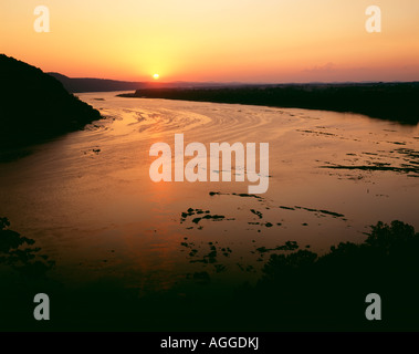 Chikies Rock Overlook, zeigt einen Blick auf den Westen Sonnenuntergang über den Susquehanna Fluß, Lancaster County, York County, Pennsylvania, Usa, Stockfoto